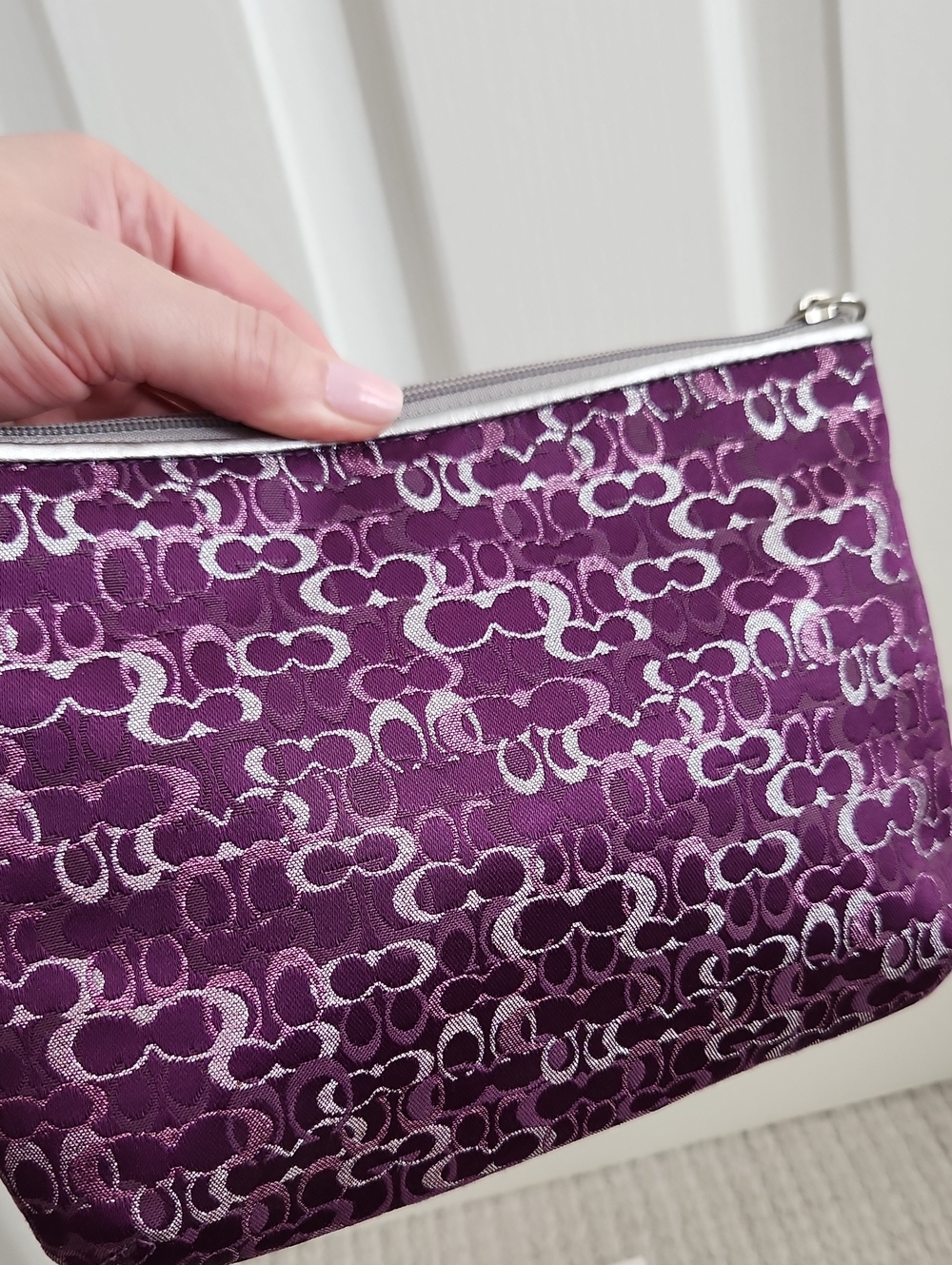Coach Purple Signature Logo Cosmetic Pouch - Picture 2 of 3